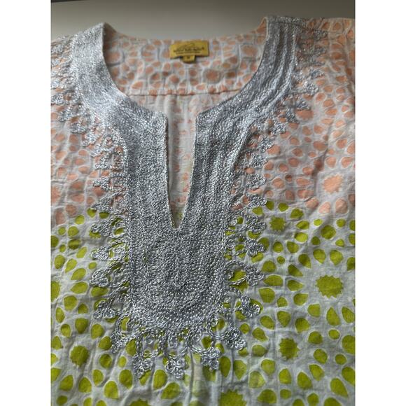 Roberta Roller Rabbit Sz S 100% Cotton Tunic‎ Top Embroidered Metallic Trim Boho - Picture 8 of 13